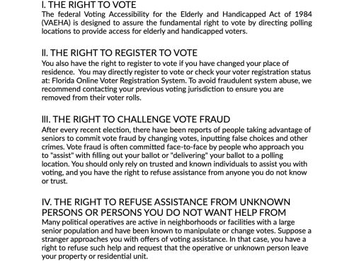 Voting Bill of Rights: Florida Long-Term Care Residents